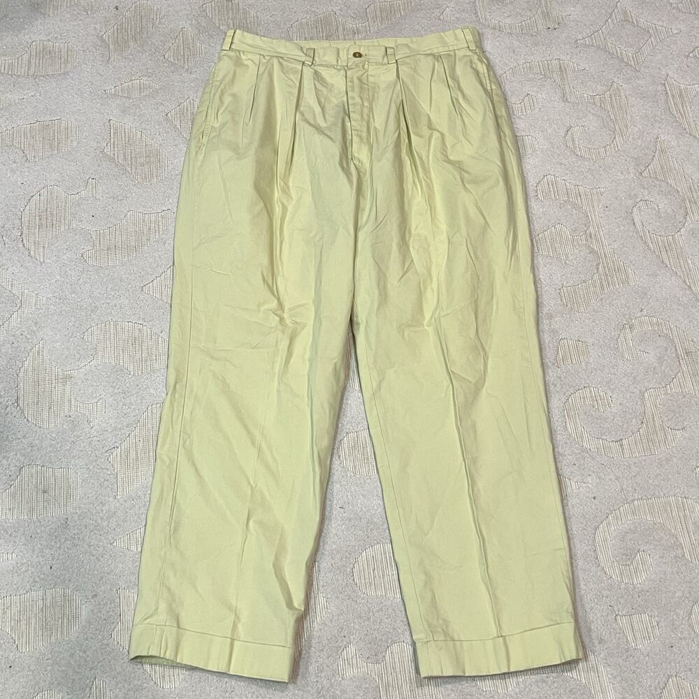 Bills Khakis Pants Mens 36x30 Neon Green Original Twill Classic Fit Double Pleat